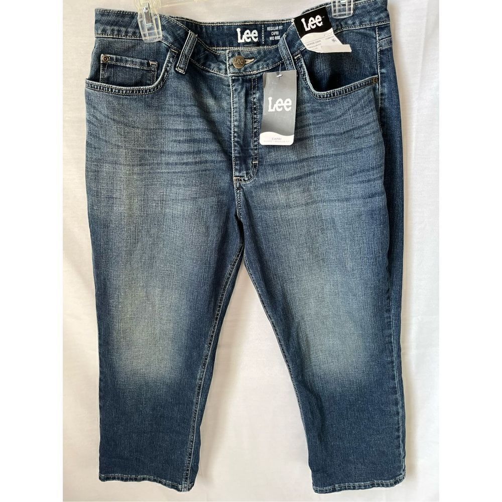 Lee Regular Fit Mid Rise Capri Jeans Stretch Denim Size 16M